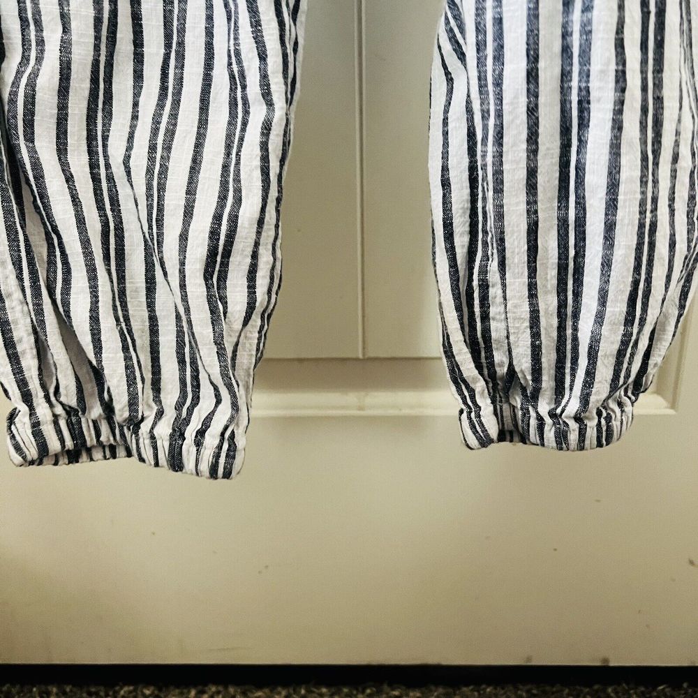 Aerie 100% Cotton Jumpsuit Striped Blue White Strapless Bow Tie Front Medium - Picture 4 of 11